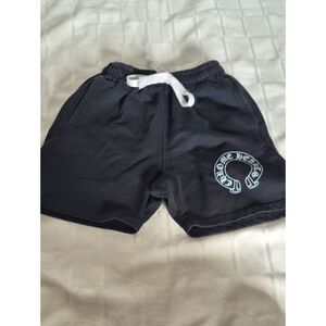Chrome Hearts Black Drawstring Athletic Shorts with White Logo